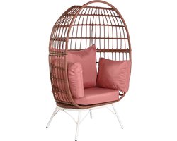 Tuinstoel DKD Home Decor 99 x 71 x 147 cm Metaal Terra cotta Synthetische rotan Wit