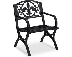 tuinstoel - extra breed - 85,5 x 60 x 56 cm - staal - zwart