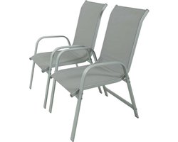 Tuinstoel fauteuil stoel tuin aluminium/textileen "Porto" - Phoenix - Grijs lichtgrijs - Set 2 stuks