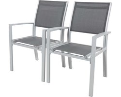 Tuinstoel fauteuil stoel tuin aluminium/textileen "Tropic" - Phoenix - Grijs Donkergrijs - Set 2 stuks