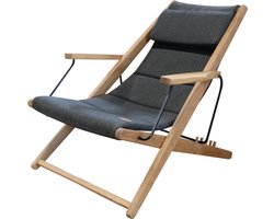 Tuinstoel klapstoel loungestoel met armleuning Teakhout Charcoal Beaver Creek