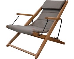Tuinstoel klapstoel loungestoel met armleuning Teakhout Charcoal Beaver Creek