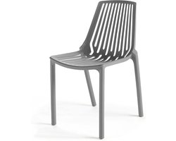 Tuinstoel - Kunststof stoel - Buiten zitten - Weerbestendig design - 46 cm diep - Grijs