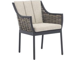 Tuinstoel Milou 62 Natuur Grijs Zwart Aluminium RVS Stoel Tuin Applebee