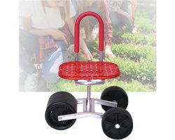 Tuinstoel op wielen - Rolstoel - Tuinonderhoud - Inklapbare rugleuning - 150 kg capaciteit - Rood