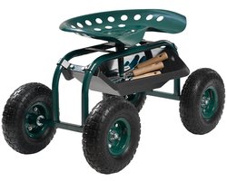 Tuinstoel Op Wieltjes 800x487x460/540 Mm, Mobiele Stoel met Gereedschapsbak, Draagvermogen Tot 136 Kg, Tuinkruk voor Buitengebruik, Rolstoel voor Het Planten En Wieden Van Groene Oppervlakken