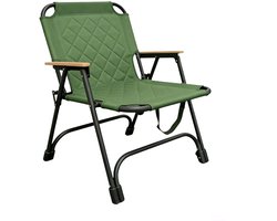 Tuinstoel - Opvouwbaar - Gestikt kussen - Draagbare stoel voor vissen en vrije tijd - Camping- en barbecuestoel - Geschikt voor tuin of balkon - Weersbestendig - Stoffen bekleding -Olijfgroen
