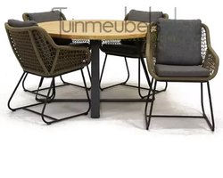 Tuinstoel Portofino olijf groen met Basso 130 cm teaktafel