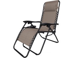 Tuinstoel relax stoel tuin verstelbaar zero gravity loungestoel "Sintra" - Taupe - grijs bruin