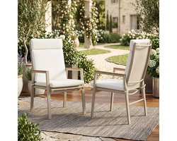 Tuinstoel Set - Buitenstoelen Met Armleuning*2 - Textileen Zitting Comfortabele Tuinmeubelen Kaki
