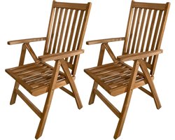 Tuinstoel Set - Opklapbare Balkonstoelen - Buiten Zitten - Verstelbare Rugleuning - 70 x 62 x 107 cm - Teak Hout