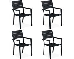 tuinstoel set van 4 - met armleuningen - balkonstoel - tot 150 kg - metaal