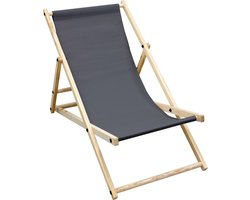 Tuinstoel Strandbed Ligstoel Ligstoel Antraciet houten opvouwbaar