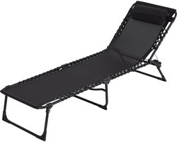 Tuinstoel Strandstoel Ligbed inklapbaar | Stretcher Vouwbed Zwart |