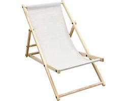 Tuinstoel Strandstoel Ligstoel Ligstoel Beige van hout opvouwbaar