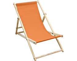 Tuinstoel Strandstoel Ligstoel Ligstoel Oranje van hout opvouwbaar