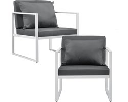 Tuinstoel tuin armleunstoel set van 2 wit 70x60x60cm