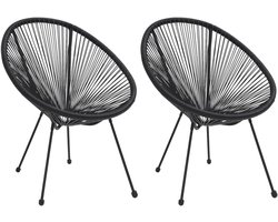 Tuinstoel van pvc-rotan, rond, hoge rugleuning, outdoor-stoel, stabiele stalen structuur, waterdicht en gemakkelijk te reinigen, comfortabel ontspannen voor terras