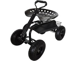 Tuinstoel - verrijdbaar - zwart