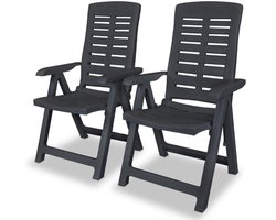 Tuinstoelen 2 st verstelbaar kunststof antracietkleurig