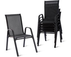 Tuinstoelen - 6 stuks - 56x90x65 cm - antraciet