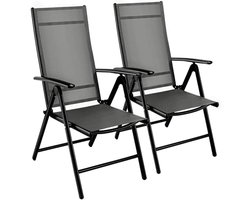 Tuinstoelen - Balkonstoelen - 7-Standen Verstelbaar - Opvouwbare - Aluminium Frame - Set van 2 - Tot 150kg Draagkracht – Tuin & Camping Stoelen - Grijs