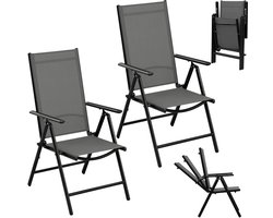 Tuinstoelen - Balkonstoelen - Buiten Stoelen - 2 Personen - Tuinstoelen - Grijs - Verstelbaar - 150kg Belastbaar