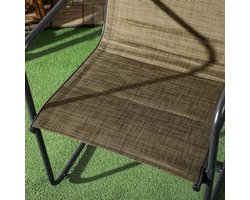Tuinstoelen – Buitenstoelen – Terrasstoelen – Balkonstoelen – Tuinmeubel – Set Van 2 – Ademend Polyester Mesh – Stevig Stalen Frame – Zwart/Bruin – 54x66,5x88 cm