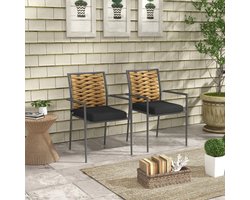 Tuinstoelen Buitenstoelen Terrasstoelen, weerbestendig, modern design, 57 x 58 x 87 cm, zwart