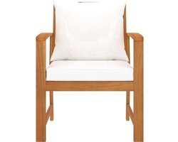 Tuinstoelen – Buitenstoelen – Tuinzetels – Terrasstoelen – Houten Stoelen – Massief Acaciahout – Comfortabele Crème Kussens