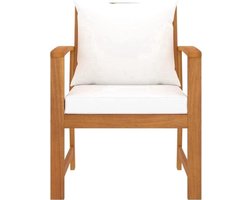 Tuinstoelen – Buitenstoelen – Tuinzetels – Terrasstoelen – Houten Stoelen – Massief Acaciahout – Comfortabele Crème Kussens