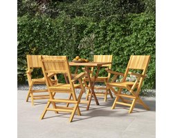 Tuinstoelen Inklapbaar - Houten Stoelen - Buiten Ontspannen - Massief Teakhout - 4 Stuks - Natuurlijk