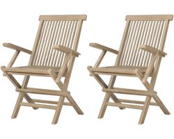 Tuinstoelen Inklapbaar - Teakhouten Stoelen - Buiten Ontspannen - Massief Teakhout - 2 Stuks - Bruin