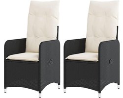 Tuinstoelen - Lounge stoelen - Buiten Zitten - Verstelbare Rugleuning - 2 stuks - Zwart