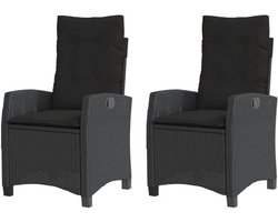 Tuinstoelen - Loungestoel Buiten - Ontspannen in de tuin - Verstelbare rugleuning - 2 stuks - Zwart