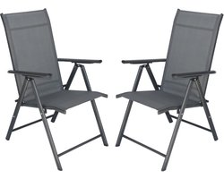 Tuinstoelen met 7 standen, set van 2 stuks grijs
