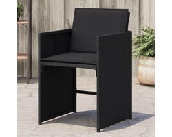 Tuinstoelen met kussen - Buitenkussens stoelen - Buiten Zitten - Inklapbare rugleuning - 4 stuks - Zwart