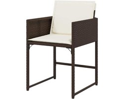 Tuinstoelen met kussens - Buitenstoelen Polyrotan - Ontspannen in de tuin - Inklapbare rugleuning - 4 stuks - Bruin