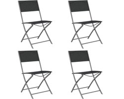Tuinstoelen – Opvouwbaar – 4 Stuks – Metaal – Zwart
