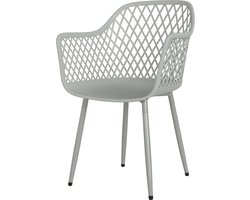 Tuinstoelen Set 4 Stuks 56x51x84 cm Grijs, Buitenstoelen met Armleuningen en Rugleuning, Weerbestendige Tuinmeubelen, Stapelbare Outdoor Stoelen voor Tuin, Terras, Balkon, Keuken en Eetkamer