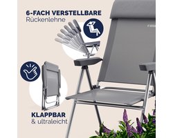 Tuinstoelen Set - 4 Stuks - Verstelbare Tuinstoelen met Hoge Rugleuning - 7-Standen Klapstoelen - Opvouwbare Aluminium Stoelen - Voor Tuin, Balkon, Terras en Camping