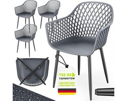 Tuinstoelen Set - Buitenstoelen - Comfortabel Zitten - Weerbestendig Kunststof - 4 Stuks - Antraciet