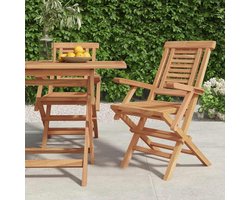 Tuinstoelen Set - Inklapbare Stoelen - Buiten Zitten - Massief Teakhout - 2 Stuks - Natuurlijk Hout
