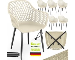Tuinstoelen Set - Terrasstoelen Balkonstoelen - Buiten Zitten Ontspannen - Weerbestendig UV-bestendig - 6er Set 120kg - beige