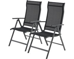 Tuinstoelen set van 2 klapstoelen met robuust aluminium frame en verstelbare rugleuning - zwart GCB29BK
