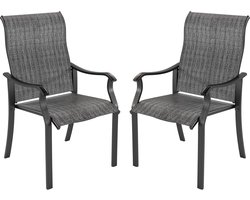 Tuinstoelen Set van 2 met Hoge Rugleuning Weerbestendig Buitenmeubilair Grijs