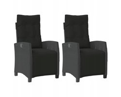 Tuinstoelen Set Zwart PE Rotan 57x66x93cm met Kussens