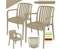 Tuinstoelen Stapelbaar - Outdoor Stoelen Terras - Ontspannen Buiten Zitten - Weerbestendig Kunststof - Belastbaar 120 kg - Taupe