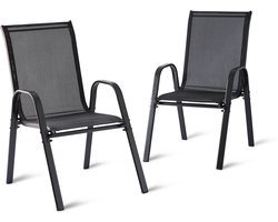 Tuinstoelen stapelbaar - set van 2 - antraciet