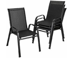 Tuinstoelen - Stoelen - Set van 4 Tuinstoelen - Buitenstoel - Camping - Inklapbaar - Zwart - Weerbestendig - Buiten